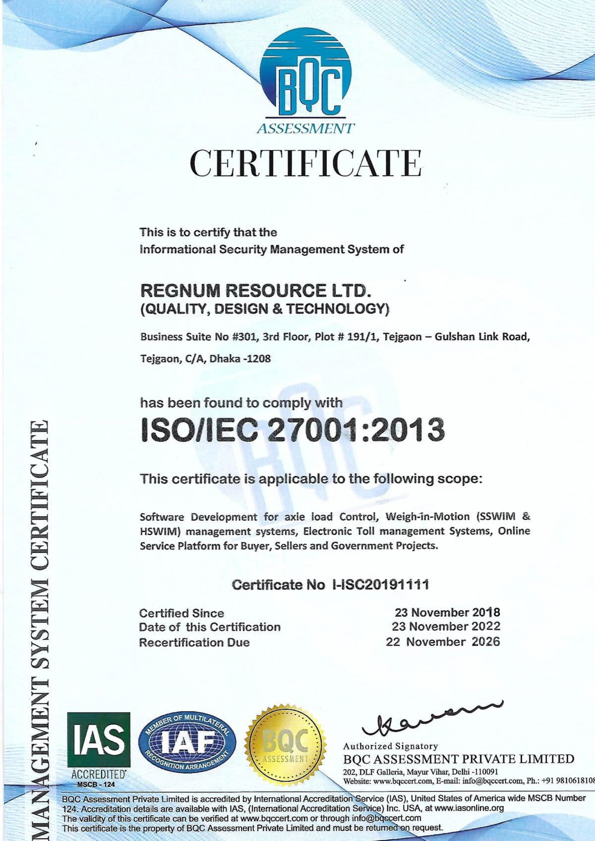 Certificate